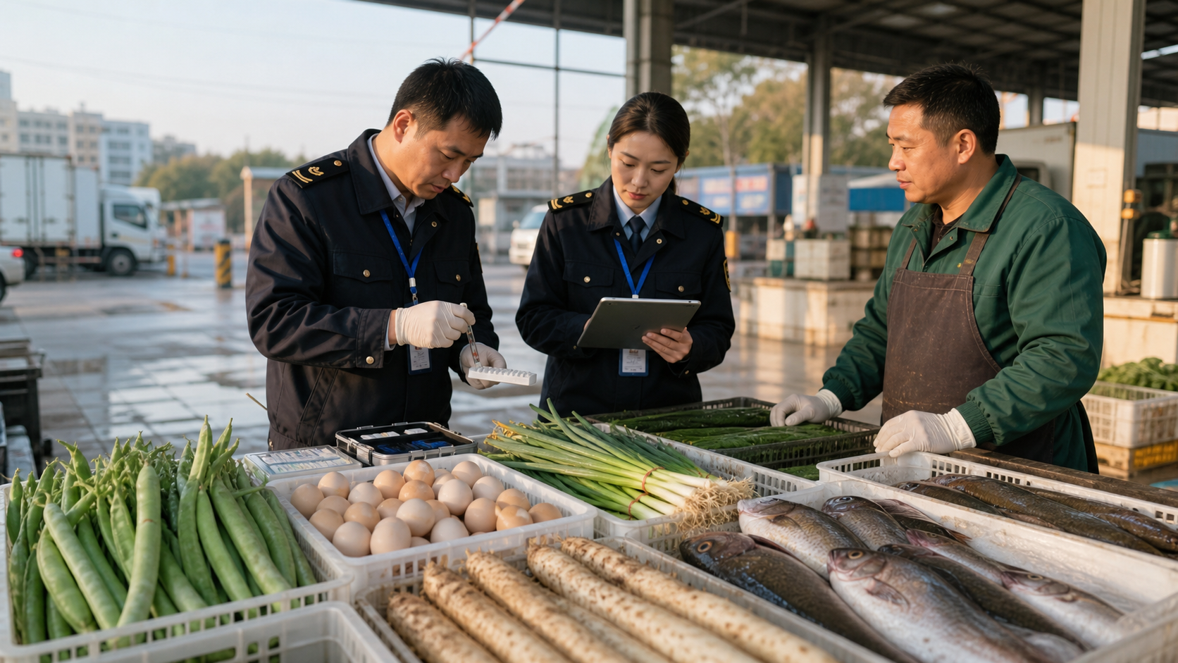重点问题食用农产品专项整治推进后，豇豆鸡蛋等重点品类要把合格证查验和快检把关前移